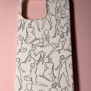Velvet Caviar Artistic White Phone Case with Black Line Drawings
